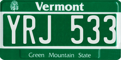 VT license plate YRJ533