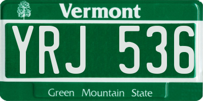 VT license plate YRJ536