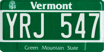 VT license plate YRJ547