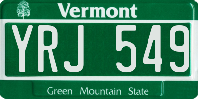 VT license plate YRJ549