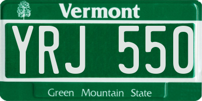 VT license plate YRJ550