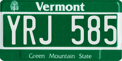 VT license plate YRJ585