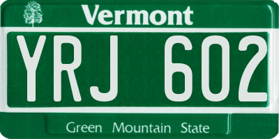 VT license plate YRJ602