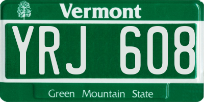 VT license plate YRJ608