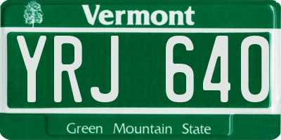 VT license plate YRJ640