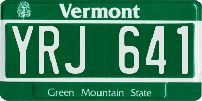VT license plate YRJ641