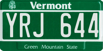 VT license plate YRJ644