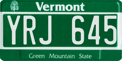 VT license plate YRJ645