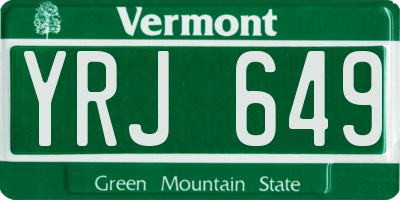 VT license plate YRJ649