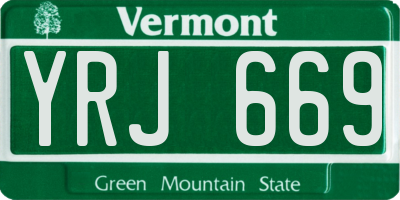 VT license plate YRJ669