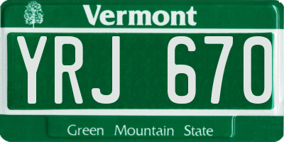 VT license plate YRJ670