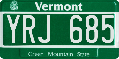 VT license plate YRJ685