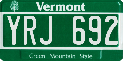 VT license plate YRJ692