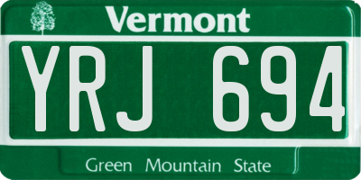VT license plate YRJ694
