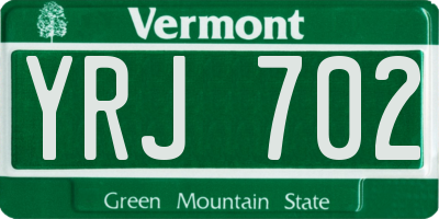 VT license plate YRJ702