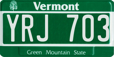VT license plate YRJ703