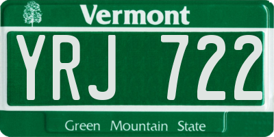 VT license plate YRJ722
