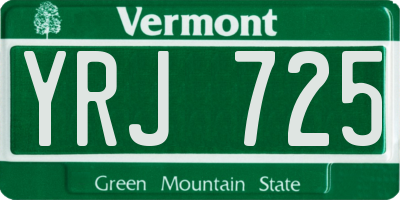 VT license plate YRJ725