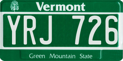VT license plate YRJ726