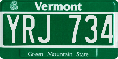 VT license plate YRJ734