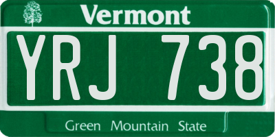 VT license plate YRJ738