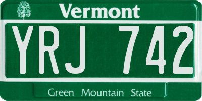 VT license plate YRJ742