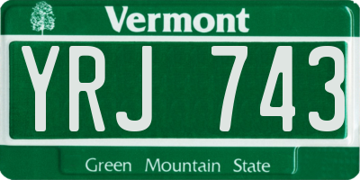VT license plate YRJ743