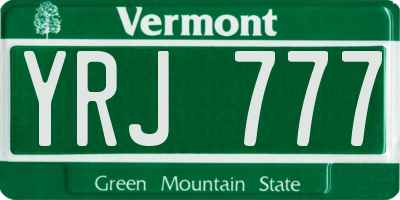 VT license plate YRJ777