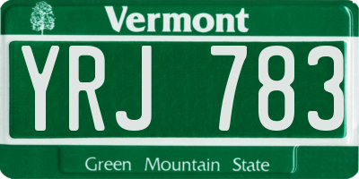 VT license plate YRJ783