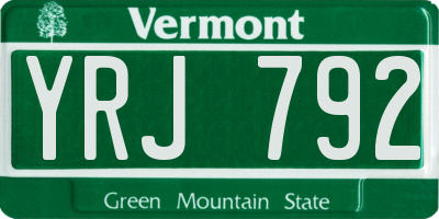 VT license plate YRJ792