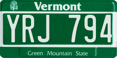 VT license plate YRJ794