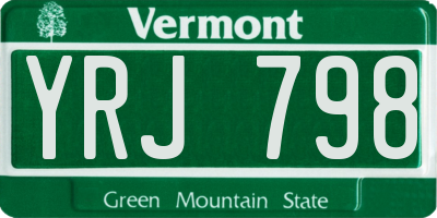 VT license plate YRJ798