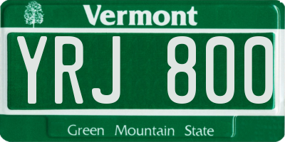 VT license plate YRJ800