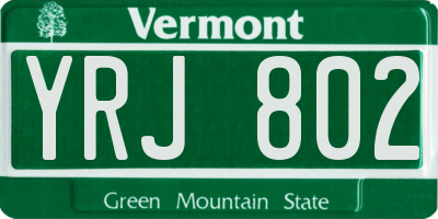 VT license plate YRJ802