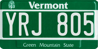VT license plate YRJ805
