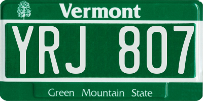 VT license plate YRJ807