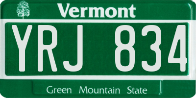VT license plate YRJ834