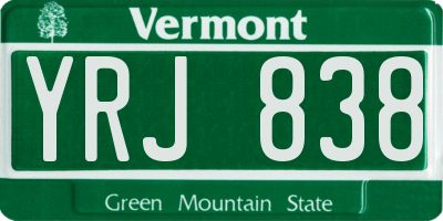 VT license plate YRJ838