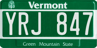 VT license plate YRJ847