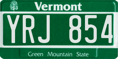 VT license plate YRJ854