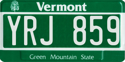 VT license plate YRJ859