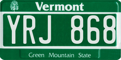 VT license plate YRJ868