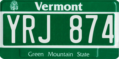 VT license plate YRJ874