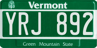 VT license plate YRJ892