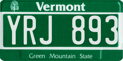 VT license plate YRJ893