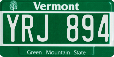 VT license plate YRJ894