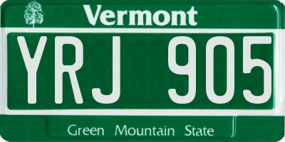 VT license plate YRJ905