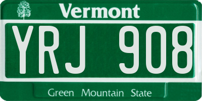 VT license plate YRJ908