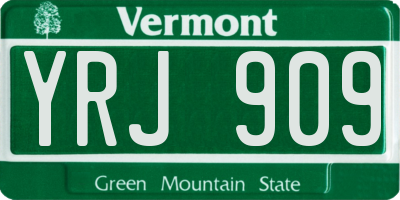 VT license plate YRJ909