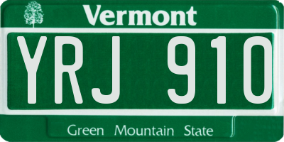 VT license plate YRJ910